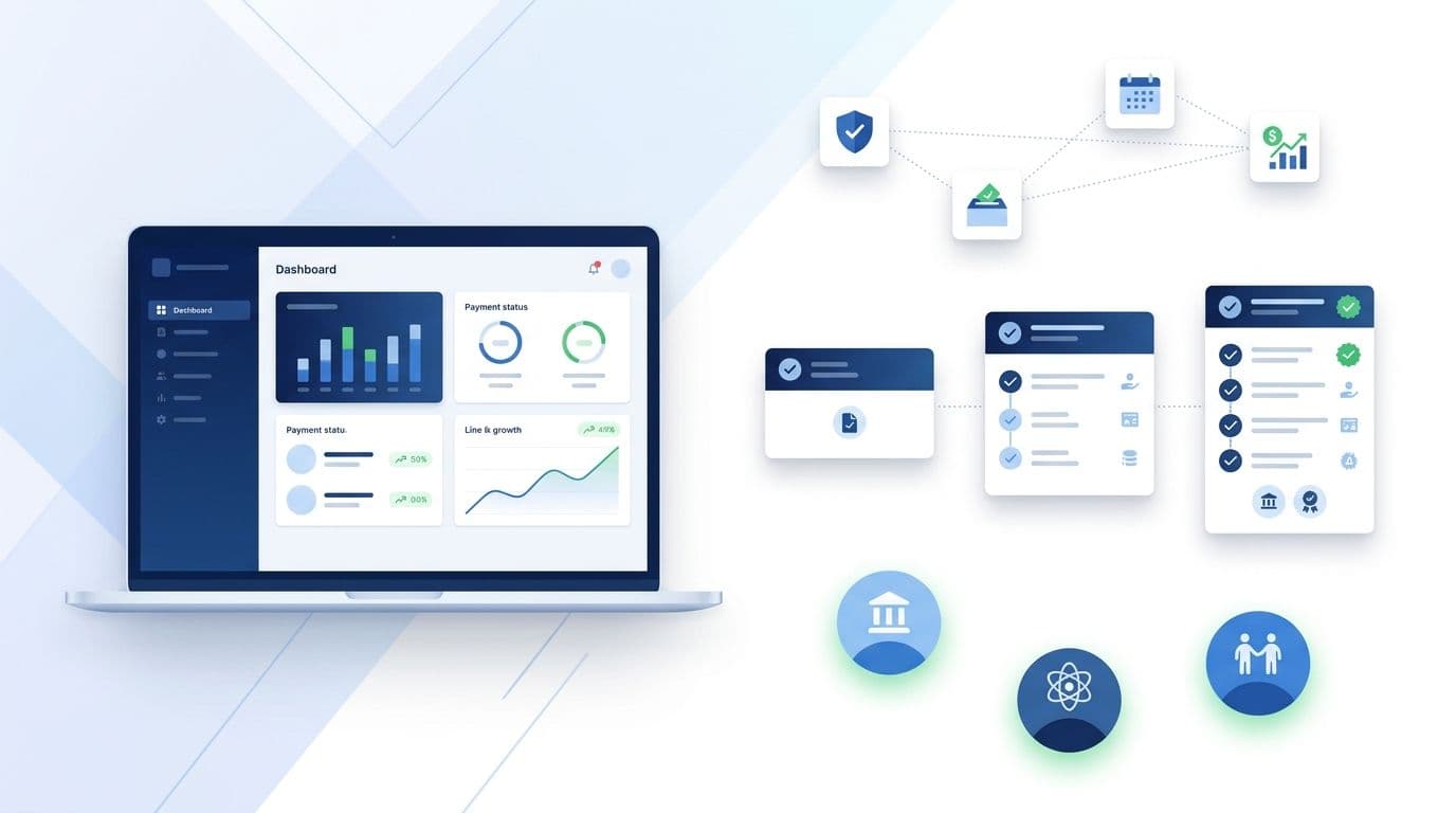 Painel de gestão de associações Softaliza com dashboards, gráficos financeiros e indicadores de associados ativos