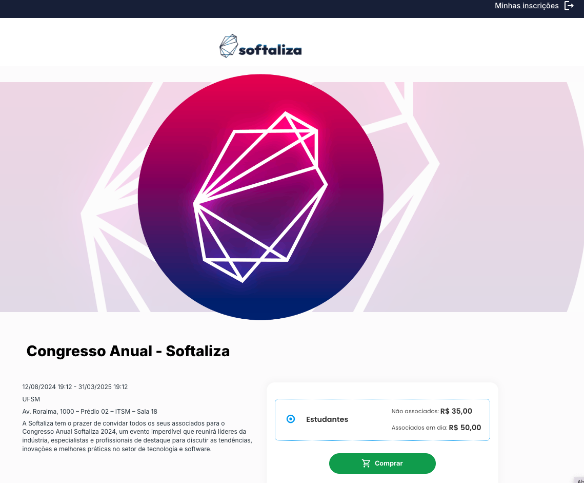 Site de evento gerado pela Softaliza