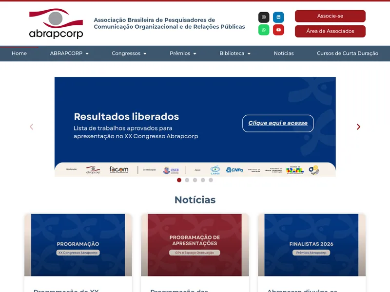 Site ABRAPCORP — abrapcorp.org.br