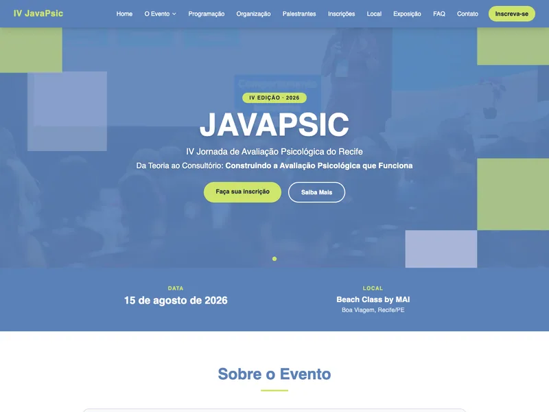 Hotsite IV JavaPsic — ivjavapsic.softaliza.com.br