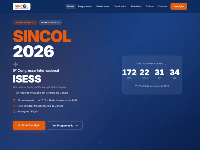 Hotsite SINCOL 2026 — sincol2026.softaliza.com.br